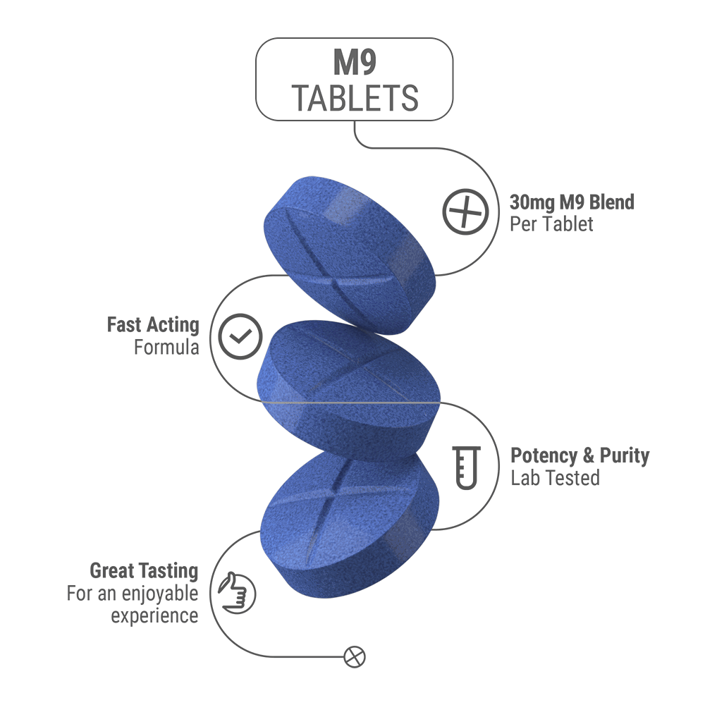 30mg M9 Blend Tablets - Blue Razz - Simply Tabs - 5