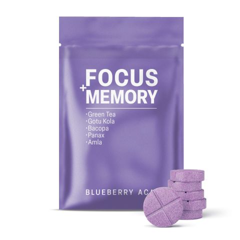 500mg - Focus + Memory - Blueberry Acai - Mood Tablets - Thumbnail 2