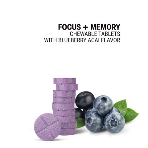 500mg - Focus + Memory - Blueberry Acai - Mood Tablets - Thumbnail 4