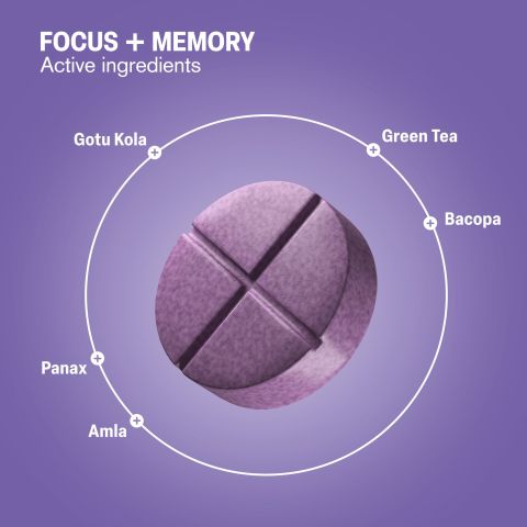 500mg - Focus + Memory - Blueberry Acai - Mood Tablets - Thumbnail 5