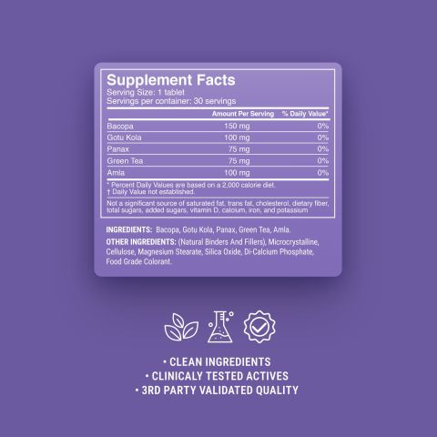 500mg - Focus + Memory - Blueberry Acai - Mood Tablets - Thumbnail 9