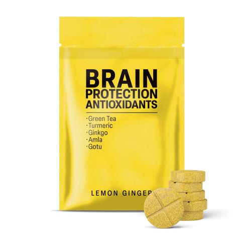 500mg - Brain Protection Antioxidants - Lemon Ginger - Mood Tablets - Thumbnail 2
