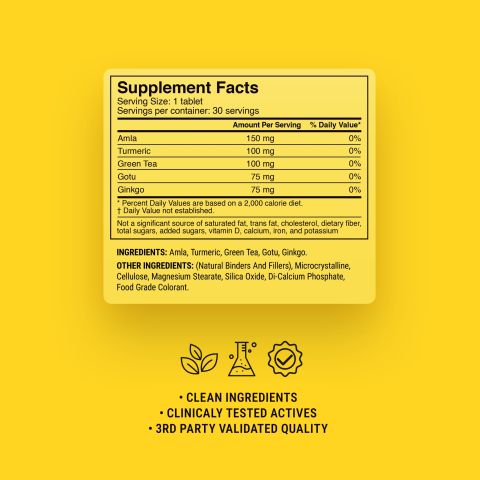 500mg - Brain Protection Antioxidants - Lemon Ginger - Mood Tablets - Thumbnail 9