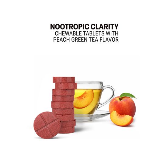 500mg - Nootropic Clarity - Peach Green Tea - Mood Tablets - Thumbnail 4