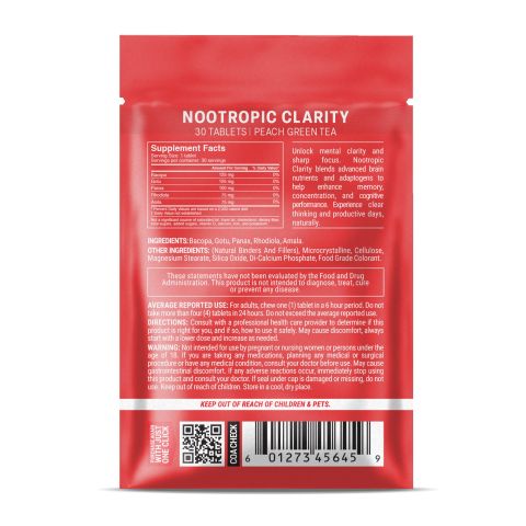 500mg - Nootropic Clarity - Peach Green Tea - Mood Tablets - Thumbnail 8