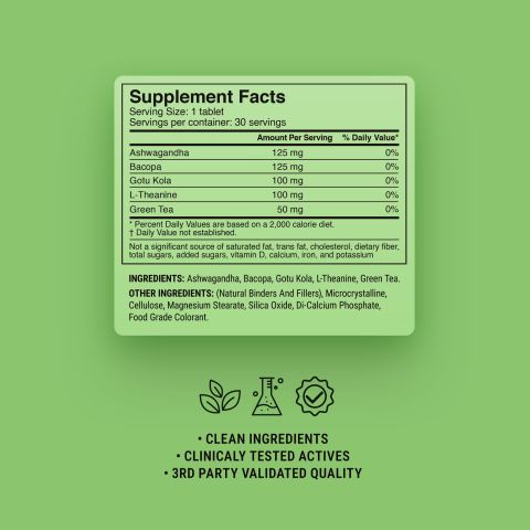 500mg - Calm Focus - Matcha Citrus - Mood Tablets - Thumbnail 9