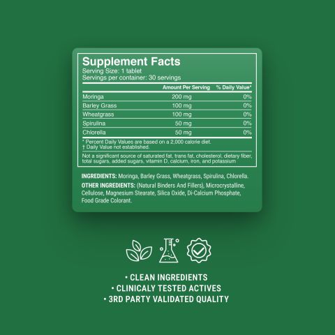 500mg - Green Superblend - Pineapple Mint - Mood Tablets - Thumbnail 9