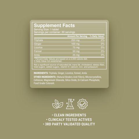500mg - Triphala Digestive - Cardamom Lemon - Mood Tablets - Thumbnail 9