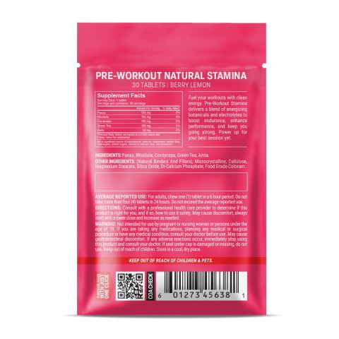 500mg - Pre-Workout Natural Stamina - Berry Lemon - Mood Tablets - Thumbnail 8