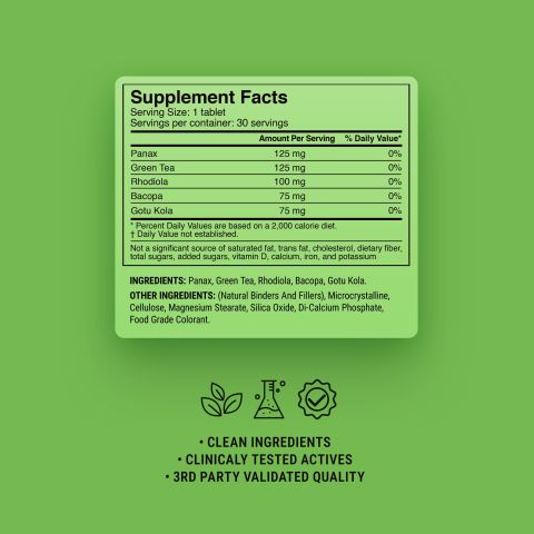 500mg - All-Day Energy + Focus - Green Apple Matcha - Mood Tablets - Thumbnail 9