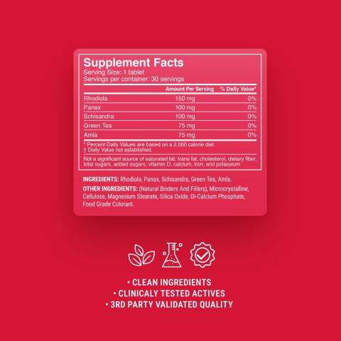 500mg - Anti-Fatigue Rhodiola - Cranberry Hibiscus - Mood Tablets - Thumbnail 9
