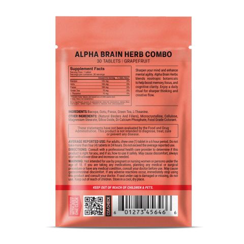 500mg - Alpha Brain Herb Combo - Grapefruit - Mood Tablets - Thumbnail 8