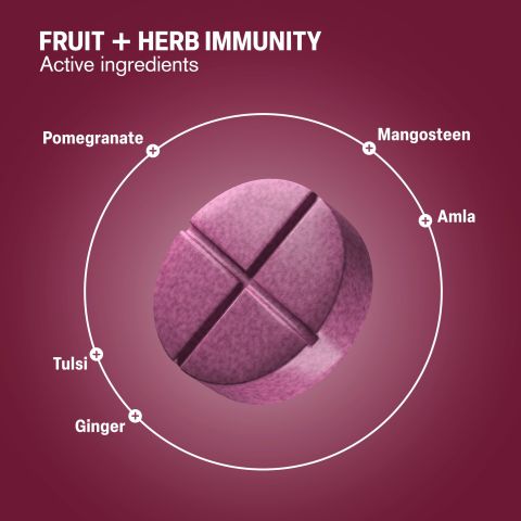 500mg - Fruit + Herb Immunity - Pomegranate Berry - Mood Tablets - Thumbnail 5