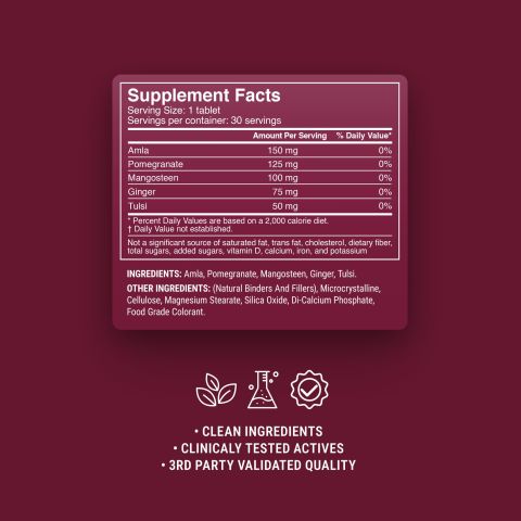 500mg - Fruit + Herb Immunity - Pomegranate Berry - Mood Tablets - Thumbnail 9