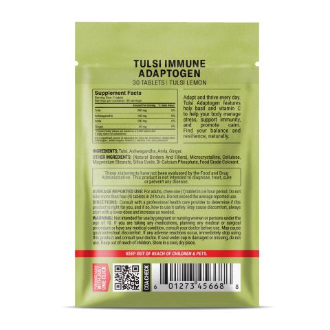 500mg - Tulsi Immune Adaptogen - Tulsi Lemon - Mood Tablets - Thumbnail 8