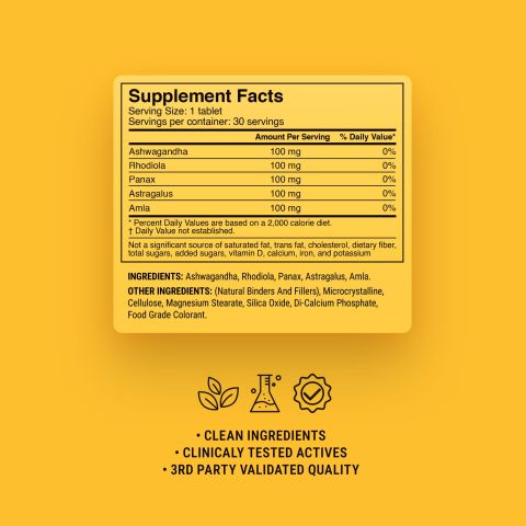 500mg - Daily Performance Adaptogen - Pineapple Ginger - Mood Tablets - Thumbnail 9