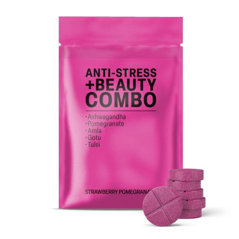 500mg - Stress + Beauty Combo - Strawberry Pomegranate - Mood Tablets - Thumbnail 2