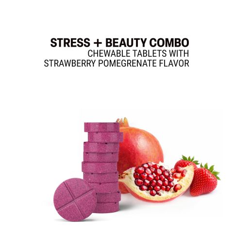 500mg - Stress + Beauty Combo - Strawberry Pomegranate - Mood Tablets - Thumbnail 4