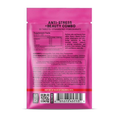 500mg - Stress + Beauty Combo - Strawberry Pomegranate - Mood Tablets - Thumbnail 8