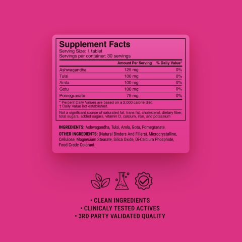 500mg - Stress + Beauty Combo - Strawberry Pomegranate - Mood Tablets - Thumbnail 9